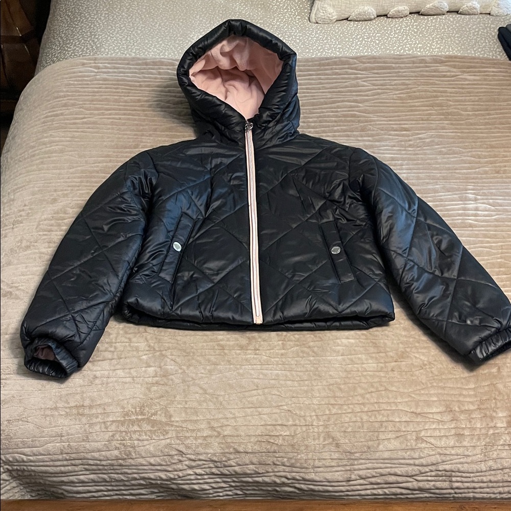 Michael Kors kids Black Quilted Jacket with Pink Lining